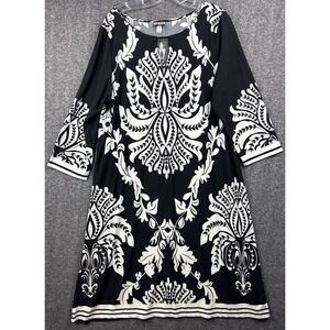 HAANI Woman Black White Floral Print Dress 2X